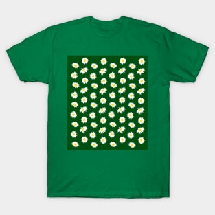 Daisy Ditsy Pattern on Green T-Shirt